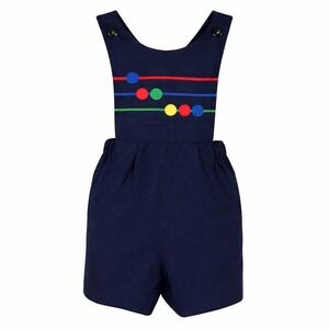 Vtg Rare 80s Eisemam Boys Overalls Jumper Kids 4T Navy Blue Polka Dot Wool Blend